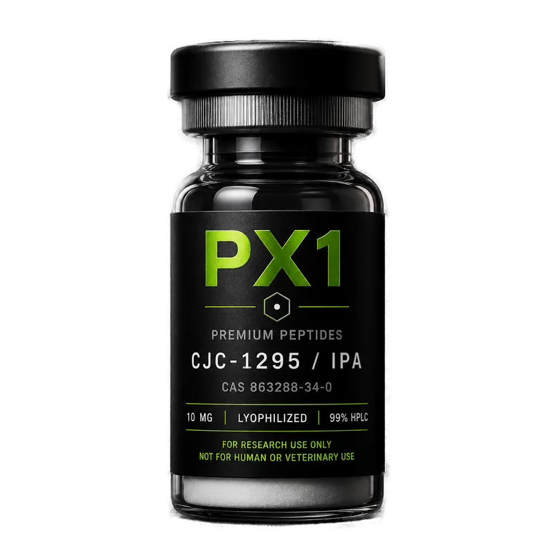 PX1 Labs CJC-1295 and Ipamorelin 10mg research peptide blend vial